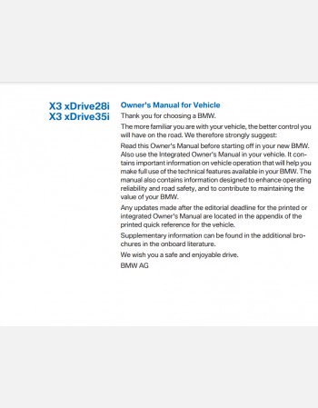 2012 bmw x3 owners manual